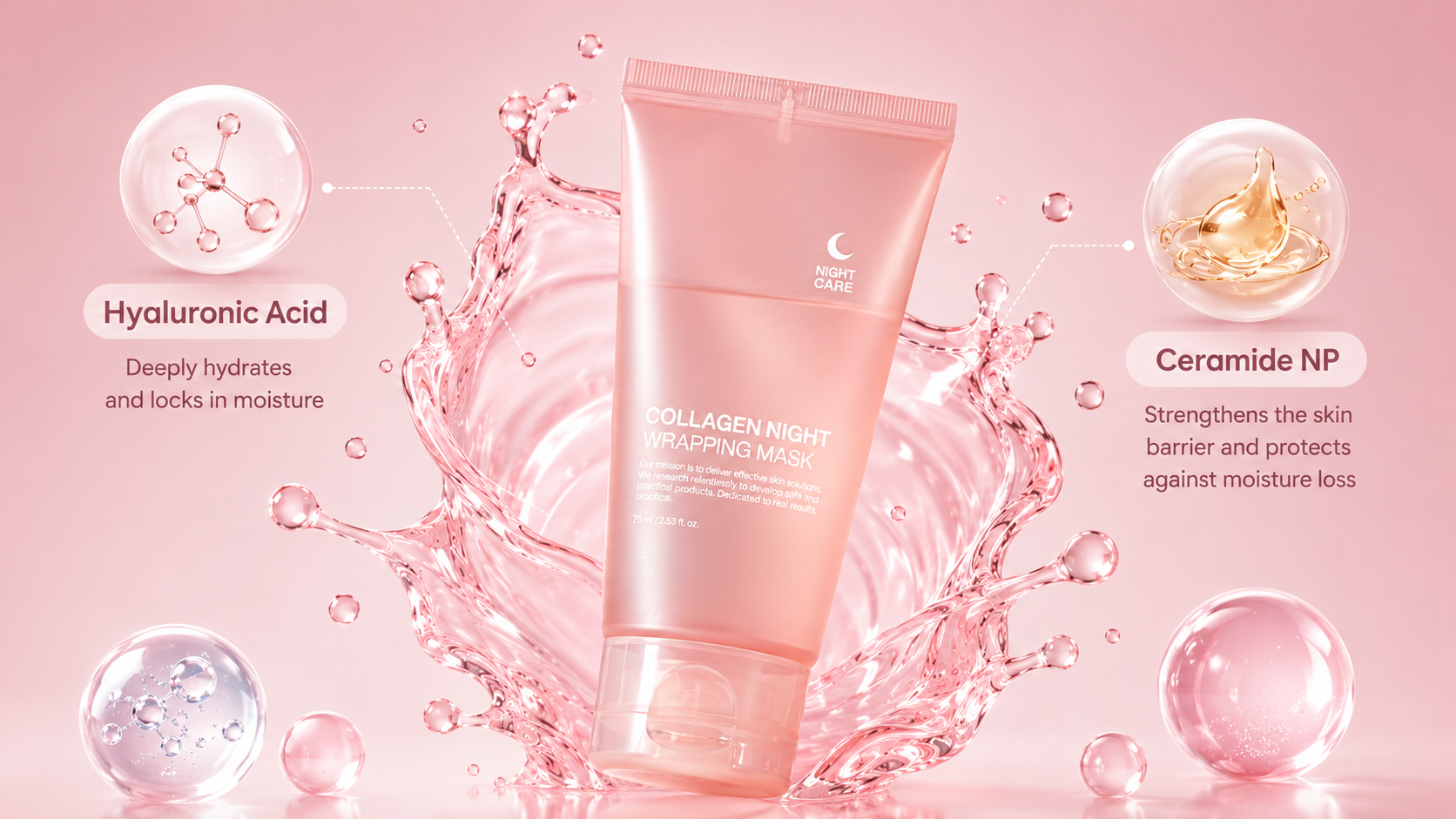 Night Care collagen night mask hydration banner